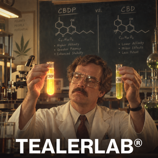 Laboratoire rétro comparant tubes CBDP et CBD - différences effets et légalité